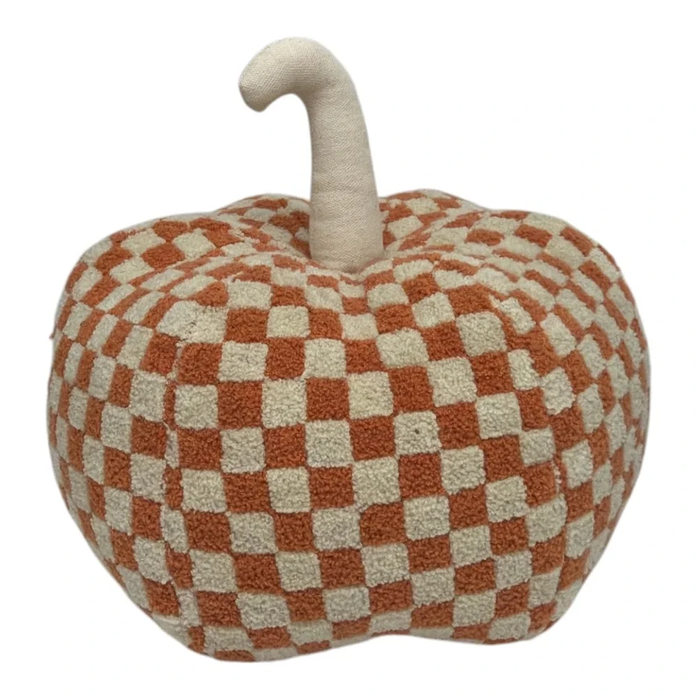 Shiraleah Orange And Ivory Large Pumpkin Pillow 10.5